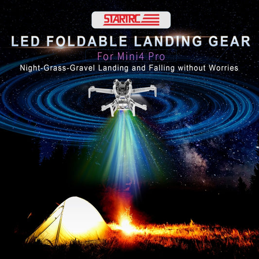 For DJI Mini 4 Pro STARTRC LED Light Folding Heightened Landing Gear Training Rack, For DJI Mini 4 Pro LED Light