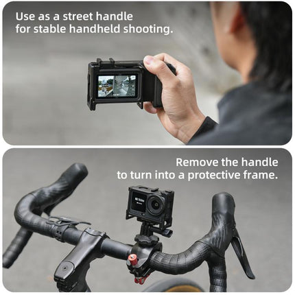 For DJI Action 6 Sunnylife 2-in-1 Detachable Protective Frame & Street Photography Handle Ergonomic Hand Grip Quick Release Shutter Handle, For DJI Action 6