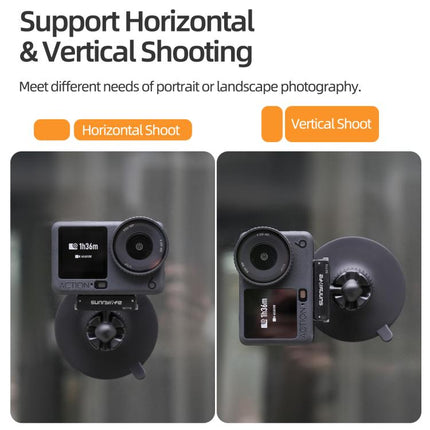 Sunnylife Dual-Direction Magnetic Quick-Release Ball-Joint Adapter Mount 360 Rotatable Suction Cup Bracket For DJI Osmo Nano / Action 6, For DJI Osmo Nano / Action 6