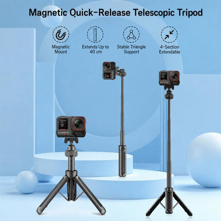 VT-14 Magnetic Tabletop Tripod Telescopic BallHead Selfie Stick for GoPro, Action Camera, VT-10