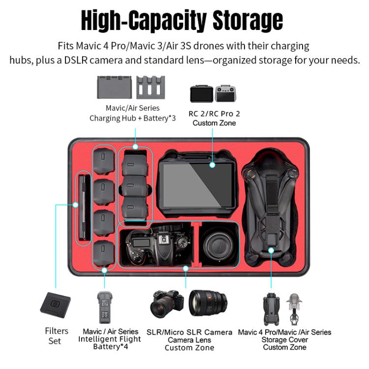 Portable Box Sealed Waterproof Trolley Suitcase For DJI Mavic 4 Pro / Mavic 3 / Air 3
