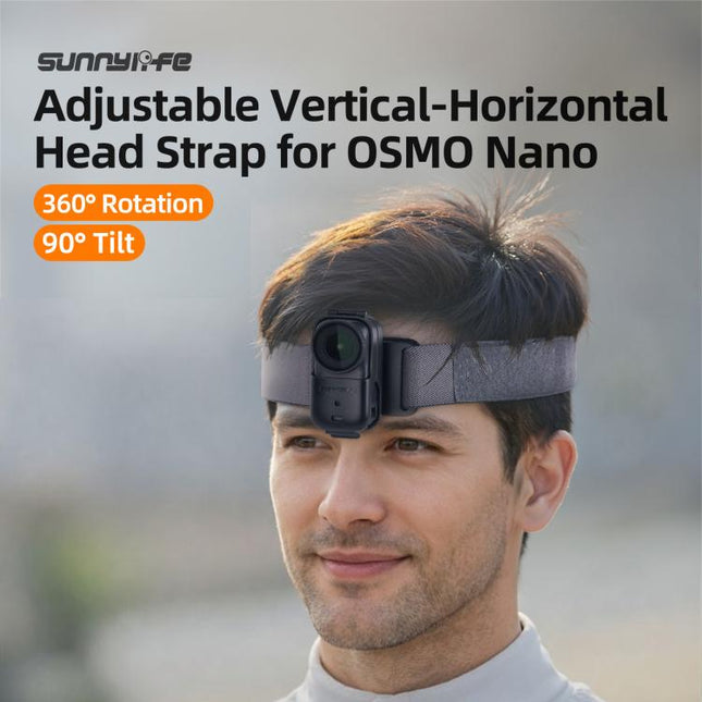 For DJI Osmo Nano Sunnylife 360 Rotation Vertical-Horizontal Head Strap with Adapter Adjustable Head Lanyard Braided Safe Rope
