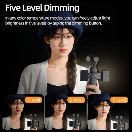 For DJI Osmo Pocket 3 Sunnylife Adjustable LED Video Light Quick-Release Fill Light Tri-Color Dimmable Portable Fill Lamp