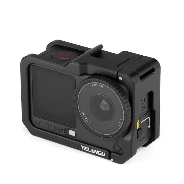 For DJI Osmo Action 6 YELANGU Metal Camera Cage Frame with Cold Shoe, For DJI Osmo Action 6 Cage