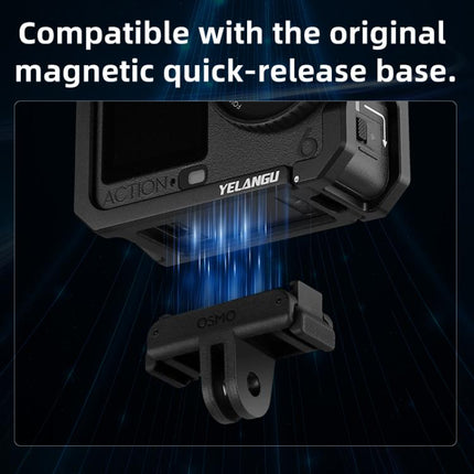 For DJI Osmo Action 6 YELANGU Metal Camera Cage Frame with Cold Shoe, For DJI Osmo Action 6 Cage
