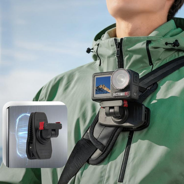 Sunnylife Magnetic Quick-Release Backpack Clip Action Camera Clamp Vertical-Horizontal Mount for DJI Osmo 360 / Action 5 Pro / 4 / 3 / 2