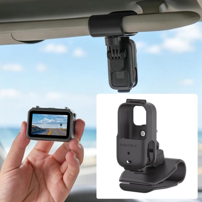 For DJI Osmo Nano Sunnylife Car Sun Visor Mount Action Camera Holder 360 Rotating 90 Tilt Sun Visor Holder, MJ165 Car Sun Visor Mount