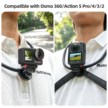 Sunnylife Magnetic POV Neck Mount Hand Free Video Vlog Neck Adjustable Selfie Holder with Body Strap For DJI Osmo 360 / Action 5 Pro / 4 / 3 / 2, For DJI Osmo 360 / Action 5 Pro / 4 / 3 / 2