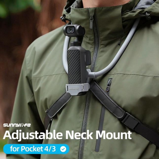 For DJI Osmo Pocket 4 / 3 Sunnylife Adjustable POV Neck Mount Hand Free Video Vlog Neck Selfie Holder with Body Strap, For DJI Osmo Pocket 4 / 3
