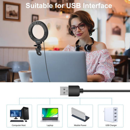 PULUZ 4.7 inch 12cm Ring Selfie Light 3 Modes USB Dimmable Dual Color Temperature LED Curved Vlogging Photography Video Lights with Monitor Clip Holder, 4.7 inch 12cm