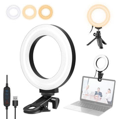 PULUZ 4.7 inch 12cm Ring Selfie Light 3 Modes USB Dimmable Dual Color Temperature LED Curved Vlogging Photography Video Lights with Monitor Clip Holder