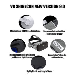 Gafas de realidad virtual 3D VR SHINECON G07E aptas para teléfonos inteligentes de 4,0 a 6,3 pulgadas