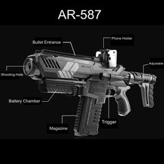 XiiZone AR-587 Pistola de paintball con agua de cristal suave multicolor Pistola de juego de disparos AR con Bluetooth