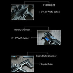 XiiZone AR-587 Pistola de paintball con agua de cristal suave multicolor Pistola de juego de disparos AR con Bluetooth