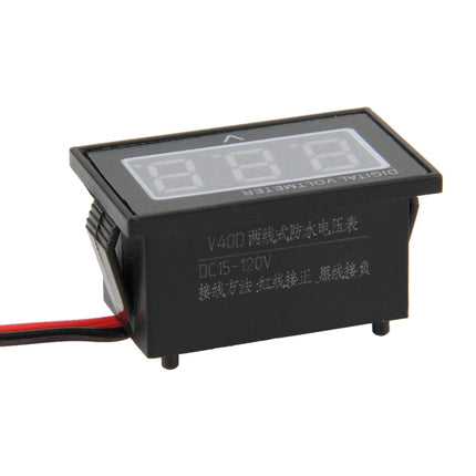 V40D 2 Drähte, Rotlichtanzeige, Mini-wasserdichtes IPX4-Digitalspannungsmessgerät, Messspannung: DC 15-120 V, DT0001G, DT0001L, DT0001R