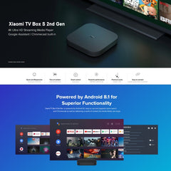 Xiaomi TV Box S 2.ª generación 4K HDR Google TV con reproductor multimedia de transmisión remota con Google Assistant, Cortex-A55 de cuatro núcleos de 64 bits, 2 GB + 8 GB, Google TV, versión para la UE