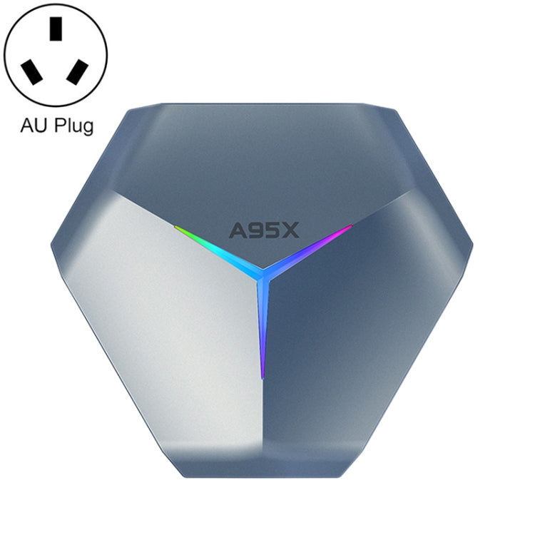 A95X F4 8K UHD Smart TV BOX Android 10.0 Media Player wtih Remote Control, Amlogic S905X4 Quad Core Cortex-A55 up to 2.0GHz, RAM: 2GB, ROM: 16GB, 2.4GHz/5GHz WiFi, Bluetooth, EU Plug(Metallic Blue), 2GB+16GB