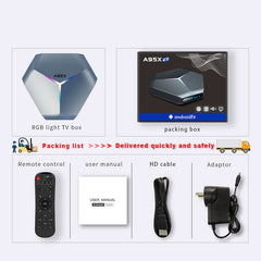 A95X F4 8K UHD Smart TV BOX Android 10.0 Media Player wtih Remote Control, Amlogic S905X4 Quad Core Cortex-A55 up to 2.0GHz, RAM: 2GB, ROM: 16GB, 2.4GHz/5GHz WiFi, Bluetooth, EU Plug(Metallic Blue), 2GB+16GB