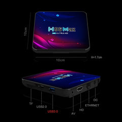 H96 Max V11 4K Smart TV BOX Android 11.0 Media Player with Remote Control, RK3318 Quad-Core 64bit Cortex-A53, RAM: 2GB, ROM: 16GB, Support Dual Band WiFi, Bluetooth, Ethernet, EU Plug, 2GB+16GB