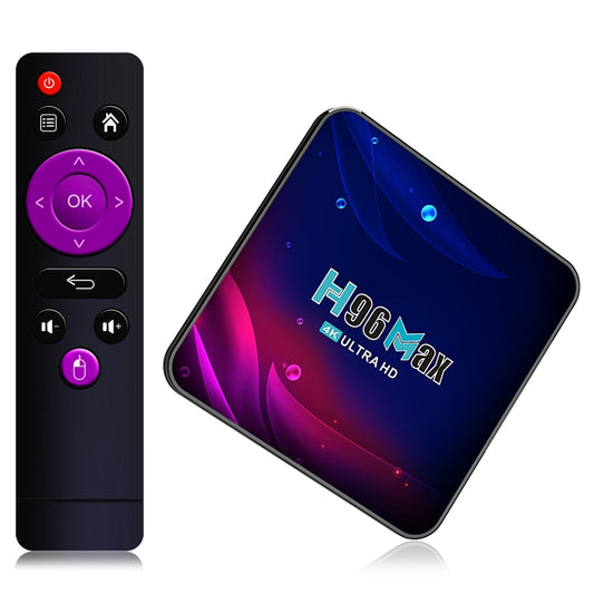 H96 Max V11 4K Smart TV BOX Android 11.0 Media Player with Remote Control, RK3318 Quad-Core 64bit Cortex-A53, RAM: 4GB, ROM: 64GB, Support Dual Band WiFi, Bluetooth, Ethernet, US Plug, 4GB+64GB