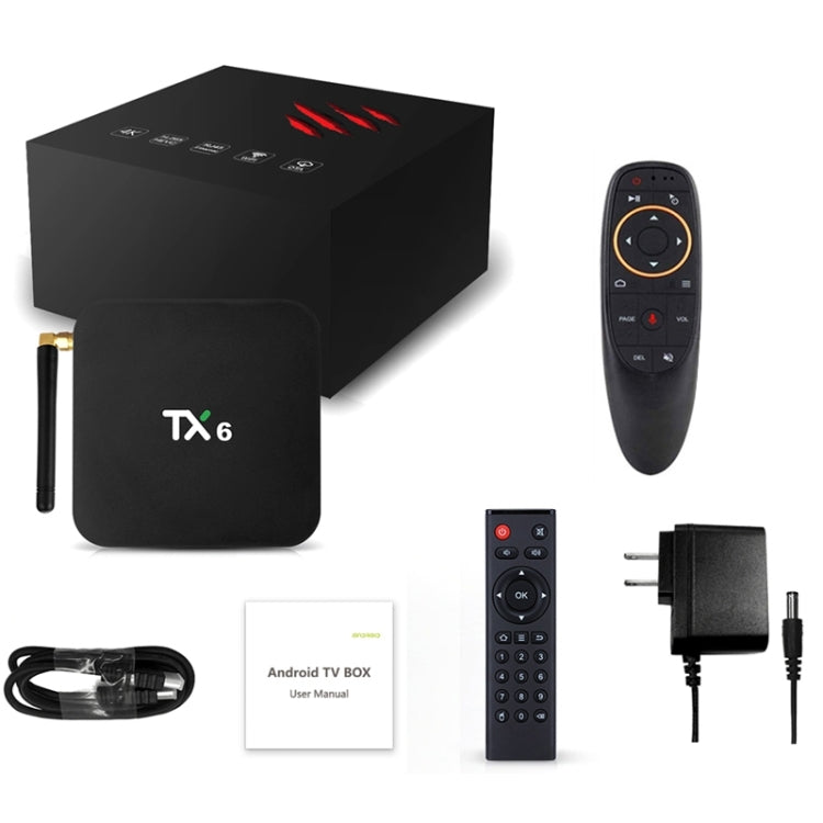 TX6 HD TV Box Media Player, Android 7.1 / 9.0 System, Allwinner H6, up to 1.5GHz, Quad-core ARM Cortex-A53, 2GB + 16GB, Support Bluetooth, WiFi, RJ45, US Plug, 2GB+16GB