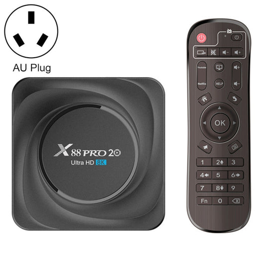 X88 Pro 20 4K Smart TV BOX Android 11.0 Media Player mit Infrarot-Fernbedienung, RK3566 Quad Core 64bit Cortex-A55 bis zu 1,8 GHz, RAM: 4 GB, ROM: 32 GB, unterstützt Dualband-WLAN, Bluetooth, Ethernet, EU-Stecker, 4 GB + 32 GB