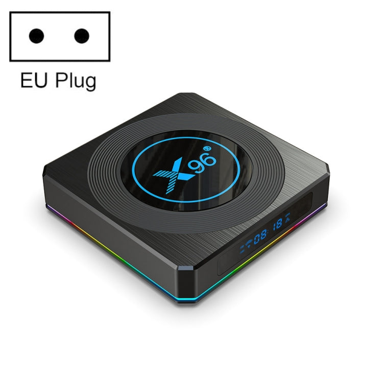 X96 X4 8K Smart TV BOX Android 11.0 Media Player with Remote Control, Amlogic S905X4 Quad Core ARM Cortex A55, RAM: 4GB, ROM: 64GB, Support 100M, Dual Band WiFi, Bluetooth, EU Plug, 4GB+64GB