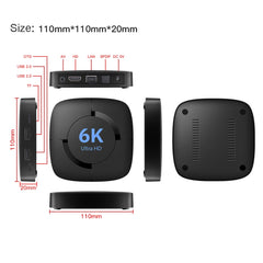 6K UHD Smart TV Box, Android 10.0, Allwinner H616 Quad Core, 2GB+8GB,EU Plug, 2GB+8GB