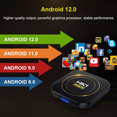 HK1 RBOX-H8S 4K Ultra HD Android 12.0 Smart TV Box with Remote Control, Allwinner H618 Quad-Core, 4GB+32GB, 4GB+32GB