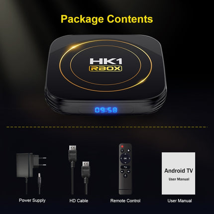 HK1 RBOX-H8S 4K Ultra HD Android 12.0 Smart TV Box with Remote Control, Allwinner H618 Quad-Core, 4GB+64GB, 4GB+64GB