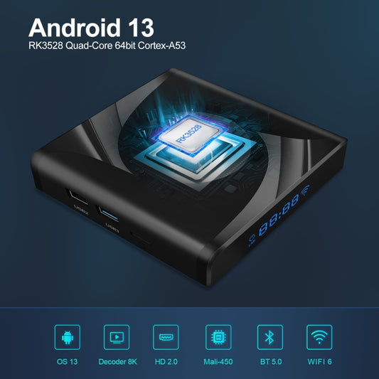 X88 Pro 13 Android 13.0 Smart-TV-Box mit Fernbedienung, RK3528 Quad-Core, 4G+32GB, 4G+32GB