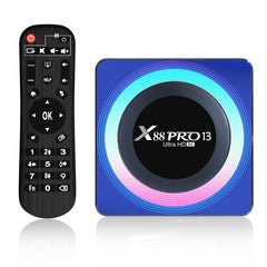 Smart TV Box Android 13.0 con control remoto, RK3528 de cuatro núcleos, 4 GB + 64 GB, 4 GB + 64 GB, Acrílico X88 Pro 13 8K Ultra HD