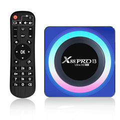 Smart TV Box Android 13.0 con control remoto, RK3528 de cuatro núcleos, 4 GB + 64 GB, 4 GB + 64 GB, Acrílico X88 Pro 13 8K Ultra HD