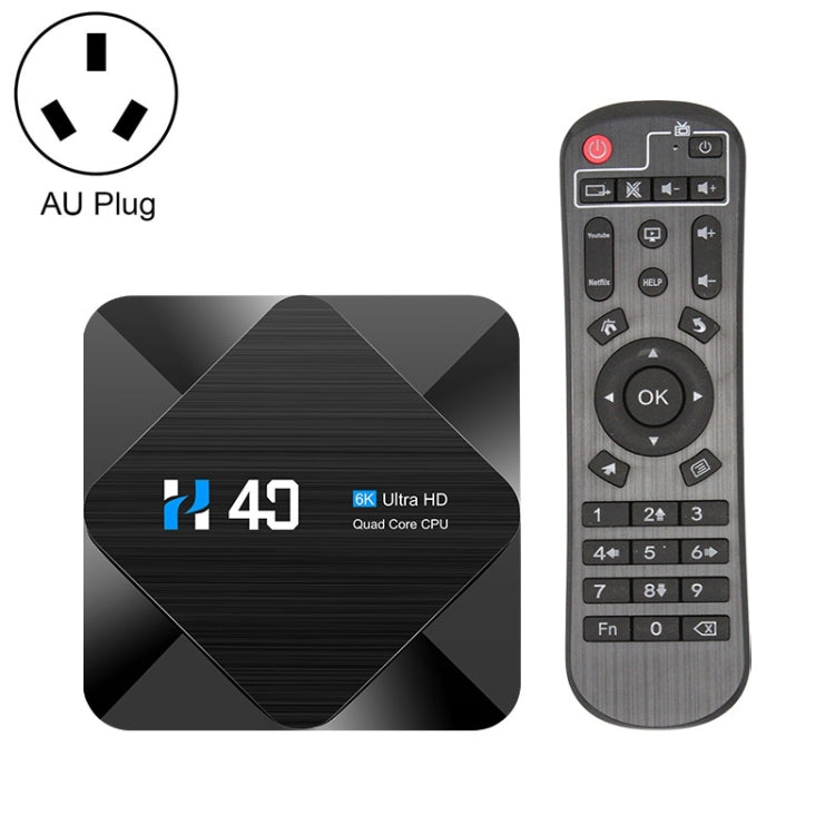 H40 4K Ultra HD Smart TV BOX Android 10.0 Media Player with Remote Control, Quad-core, RAM: 4GB, ROM: 64GB, 4GB+64GB AU Plug H40, 4GB+64GB UK Plug H40, 4GB+64GB US Plug H40, 4GB+64GB EU Plug H40