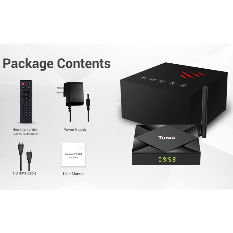 TANIX TX6s 4K Smart TV BOX Android 10 Media Player with Remote Control, Quad Core Allwinner H616, RAM: 4GB, ROM: 32GB, 2.4GHz/5GHz WiFi, Bluetooth, EU Plug, 4GB+32GB