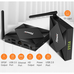 TANIX TX6s 4K Smart TV BOX Android 10 Media Player wtih Remote Control, Quad Core Allwinner H616, RAM: 4GB, ROM: 64GB, 2.4GHz/5GHz WiFi, Bluetooth, AU Plug, 4GB+64GB