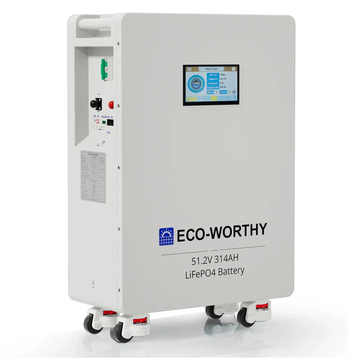 ECO-WORTHY 51.2V 314Ah LiFePO4 Home Battery, 16kWh Lithium Solar Storage with 5-Year Warranty