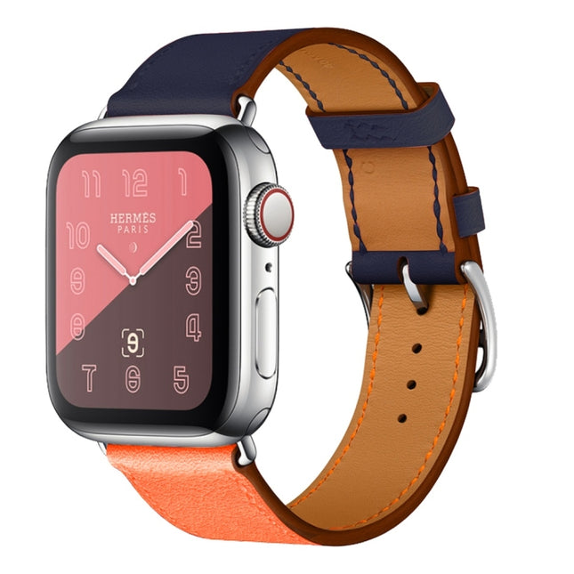Two Color Single Loop Leather Wrist Strap Watchband for Apple Watch Series 3 & 2 & 1, 38mm Orange+Bright Blue, 42mm Orange+Bright Blue, 38mm Pink+Wine Red, 42mm Pink+Wine Red, 38mm Amber+Orange Red+Light Rose Red, 42mm Amber+Orange Red+Light Rose Red  ...