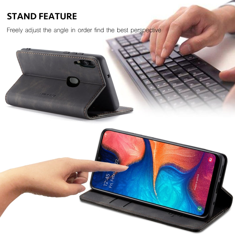 CaseMe-013 Multi-functional Retro Frosted Horizontal Flip Leather Case with Card Slot & Holder & Wallet, For Galaxy A20e