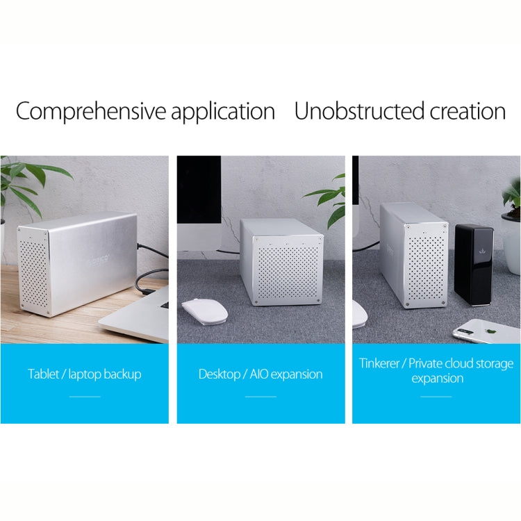 ORICO Honeycomb Series WS400RC3 SATA 3.5 inch 40TB USB-C / Type-C 4 Bays Aluminum Alloy HDD / SSD Enclosure with Raid, USB-C / Type-C 4 Bays with Raid