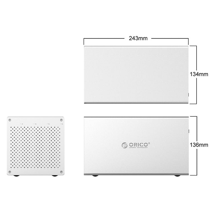 ORICO Honeycomb Series WS400RC3 SATA 3.5 inch 40TB USB-C / Type-C 4 Bays Aluminum Alloy HDD / SSD Enclosure with Raid, USB-C / Type-C 4 Bays with Raid