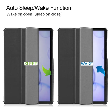Custer Texture Horizontal Flip Leather Case with Three-folding Holder & Sleep / Wake-up Function, For Galaxy Tab S6