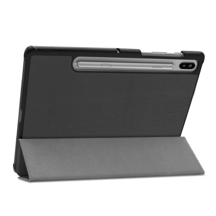 Custer Texture Horizontal Flip Leather Case with Three-folding Holder & Sleep / Wake-up Function, For Galaxy Tab S6