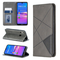 Rhombus Texture Horizontal Flip Magnetic Leather Case with Holder & Card Slots & Wallet, For Huawei Y6 (2019) / Honor Play 8A, For Huawei Y7 (2019) / Y7 Prime (2019), For Huawei Honor 7A / Y6 (2018), For Huawei Honor 7C / Y7 (2018)