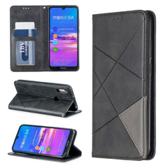 Rhombus Texture Horizontal Flip Magnetic Leather Case with Holder & Card Slots & Wallet, For Huawei Y6 (2019) / Honor Play 8A, For Huawei Y7 (2019) / Y7 Prime (2019), For Huawei Honor 7A / Y6 (2018), For Huawei Honor 7C / Y7 (2018)