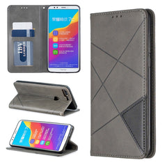 Rhombus Texture Horizontal Flip Magnetic Leather Case with Holder & Card Slots & Wallet, For Huawei Y6 (2019) / Honor Play 8A, For Huawei Y7 (2019) / Y7 Prime (2019), For Huawei Honor 7A / Y6 (2018), For Huawei Honor 7C / Y7 (2018)