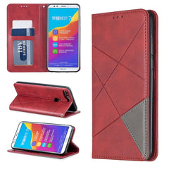 Rhombus Texture Horizontal Flip Magnetic Leather Case with Holder & Card Slots & Wallet, For Huawei Y6 (2019) / Honor Play 8A, For Huawei Y7 (2019) / Y7 Prime (2019), For Huawei Honor 7A / Y6 (2018), For Huawei Honor 7C / Y7 (2018)