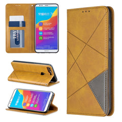 Rhombus Texture Horizontal Flip Magnetic Leather Case with Holder & Card Slots & Wallet, For Huawei Y6 (2019) / Honor Play 8A, For Huawei Y7 (2019) / Y7 Prime (2019), For Huawei Honor 7A / Y6 (2018), For Huawei Honor 7C / Y7 (2018)