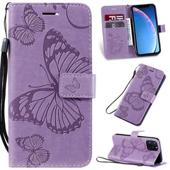 Pressed Printing Butterfly Pattern Horizontal Flip PU Leather Case with Holder & Card Slots & Wallet & Lanyard, For iPhone 11 Pro, For iPhone 11, For iPhone 11 Pro Max