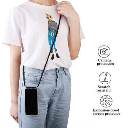 Four-Corner Anti-Fall Trasparent TPU Mobile Phone Case With Lanyard for iPhone, For iPhone 11
